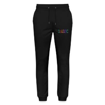 SUISSE. PAYS. GENEVE. HUMOUR. DRAPEAU. GENEVE - Pantalon de jogging bio MOVER Stanley/Stella unisexe - noir - Devant - Marisol (170cm) & Nik (191cm)