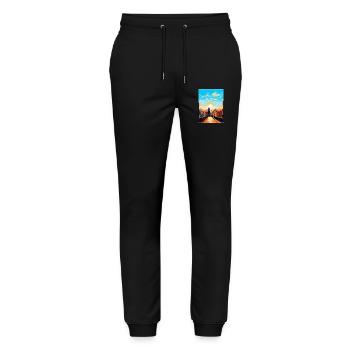 Prague Czech Republic Vintage Travel Poster WPA - Stanley/Stella Mover Unisex Organic Jogging Trousers - black - Front - Marisol (170cm) & Nik (191cm)