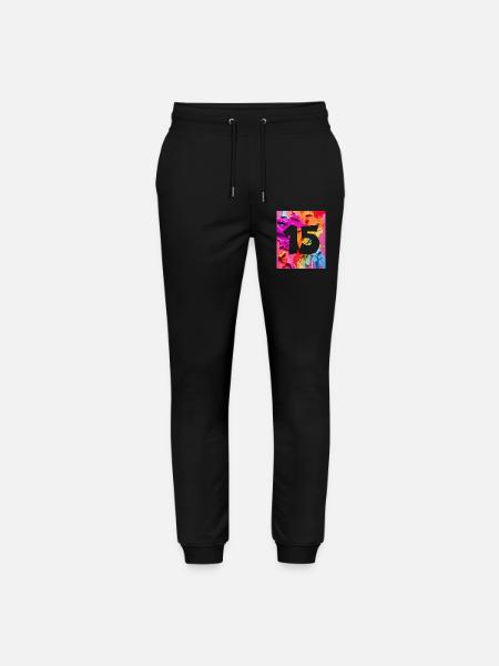 NO. 15 NUMBER 15 COLORFUL 15TH BIRTHDAY - Stanley/Stella Mover Unisex Organic Jogging Trousers - black