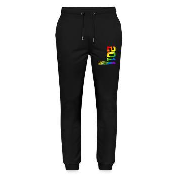 LGBTQ 2011 REGENBOGEN QUEER 14. GEBURTSTAG PRIDE - Stanley/Stella Unisex Bio Jogginghose Mover  - Schwarz - Vorne - Marisol (170cm) & Nik (191cm)