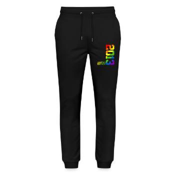 LGBTQ 2013 REGENBOGEN QUEER 12. GEBURTSTAG PRIDE - Stanley/Stella Unisex Bio Jogginghose Mover  - Schwarz - Vorne - Marisol (170cm) & Nik (191cm)