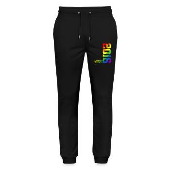 LGBTQ 2016 REGENBOGEN QUEER 9. GEBURTSTAG PRIDE - Stanley/Stella Unisex Bio Jogginghose Mover  - Schwarz - Vorne - Marisol (170cm) & Nik (191cm)