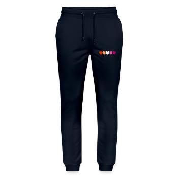 Lesbian Lesbian Hearts - Stanley/Stella Mover Unisex Organic Jogging Trousers - navy - Front - Marisol (170cm) & Nik (191cm)