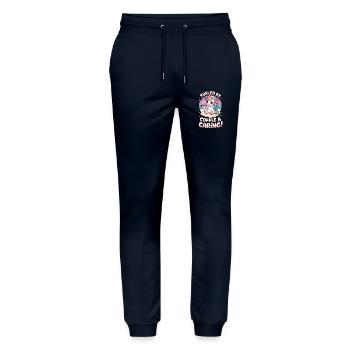 Fueled By Coffee & Caring! - Stanley/Stella Mover Unisex Organic Jogging Trousers - navy - Front - Marisol (170cm) & Nik (191cm)