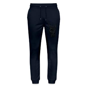 Rock on Hand avec des cornes de diable - Pantalon de jogging bio MOVER Stanley/Stella unisexe - marine - Devant - Marisol (170cm) & Nik (191cm)