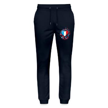 Herz Französische Flagge - Stanley/Stella Unisex Bio Jogginghose Mover  - Navy - Vorne - Marisol (170cm) & Nik (191cm)