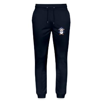 Pinguin Lustige Zeichentrickfigur Kopfhörermusik - Stanley/Stella Unisex Bio Jogginghose Mover  - Navy - Vorne - Marisol (170cm) & Nik (191cm)