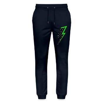 Blitz Leoparden Muster mit Neon Schatten - Stanley/Stella Unisex Bio Jogginghose Mover  - Navy - Vorne - Marisol (170cm) & Nik (191cm)