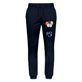 15. 15 ANS. 15e ANNIVERSAIRE. ANNIVERSAIRE 15 ANS. - Pantalon de jogging bio MOVER Stanley/Stella unisexe - marine - Devant - Marisol (170cm) & Nik (191cm)