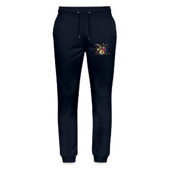 Geometrisch Neon-Drumset - Stanley/Stella Unisex Bio Jogginghose Mover  - Navy - Vorne - Marisol (170cm) & Nik (191cm)