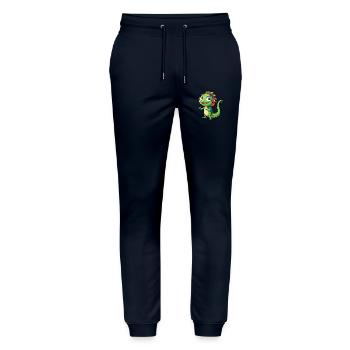 Eidechse Lustige Zeichentrickfigur Kopfhörer Musik - Stanley/Stella Unisex Bio Jogginghose Mover  - Navy - Vorne - Marisol (170cm) & Nik (191cm)