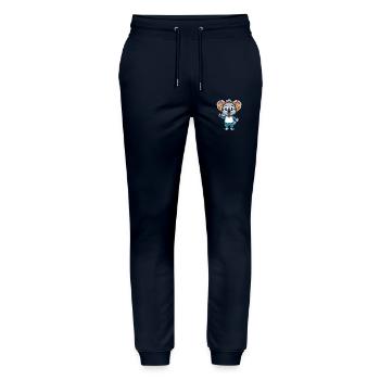 Koala Lustige Cartoon Figur Kopfhörer Musik - Stanley/Stella Unisex Bio Jogginghose Mover  - Navy - Vorne - Marisol (170cm) & Nik (191cm)