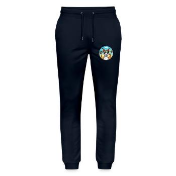 Smooth Fox Terrier Hunderasse Cartoon Sonnenbrille - Stanley/Stella Unisex Bio Jogginghose Mover  - Navy - Vorne - Marisol (170cm) & Nik (191cm)