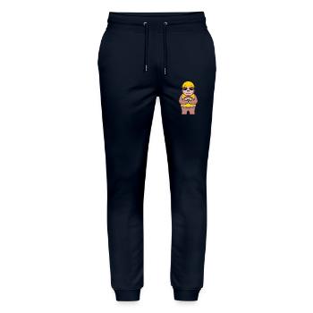 Bauherr Richtfest Faultier Haus Hausbau Geschenk - Stanley/Stella Unisex Bio Jogginghose Mover  - Navy - Vorne - Marisol (170cm) & Nik (191cm)