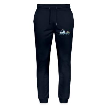 Children's train railway with trailer white - Stanley/Stella Mover Unisex Organic Jogging Trousers - navy - Front - Marisol (170cm) & Nik (191cm)