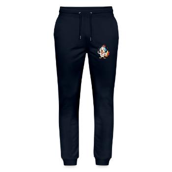 Chicken Funny Cartoon Character Headphone Music - Stanley/Stella Mover Unisex Organic Jogging Trousers - navy - Front - Marisol (170cm) & Nik (191cm)
