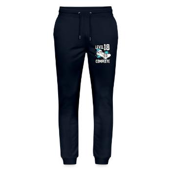 Level 18 Complete Achtzehn Jahre 18. Geburtstag - Stanley/Stella Unisex Bio Jogginghose Mover  - Navy - Vorne - Marisol (170cm) & Nik (191cm)