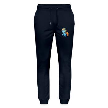 Pony Lustige Zeichentrickfigur Kopfhörer Musik - Stanley/Stella Unisex Bio Jogginghose Mover  - Navy - Vorne - Marisol (170cm) & Nik (191cm)