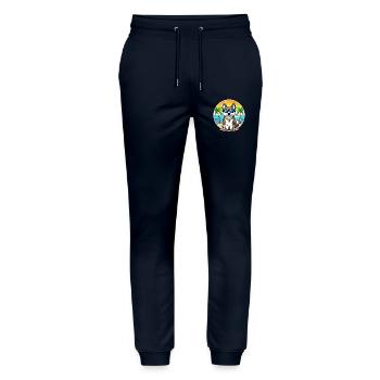 Ostsibirische Laika-Hunderasse Cartoon-Sonnenbrille - Stanley/Stella Unisex Bio Jogginghose Mover  - Navy - Vorne - Marisol (170cm) & Nik (191cm)