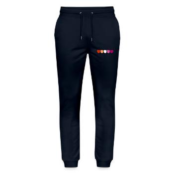 Lesbian Lesbian Hearts - Stanley/Stella Mover Unisex Organic Jogging Trousers - navy - Front - Marisol (170cm) & Nik (191cm)