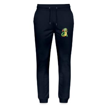 Schlange Lustige Zeichentrickfigur Kopfhörer Musik - Stanley/Stella Unisex Bio Jogginghose Mover  - Navy - Vorne - Marisol (170cm) & Nik (191cm)