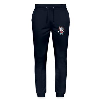 Katze Lustige Cartoon Figur Kopfhörer Musik - Stanley/Stella Unisex Bio Jogginghose Mover  - Navy - Vorne - Marisol (170cm) & Nik (191cm)