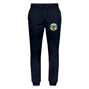 Deutscher Pinscher Hund Rasse Cartoon Sonnenbrille Strand - Stanley/Stella Unisex Bio Jogginghose Mover  - Navy - Vorne - Marisol (170cm) & Nik (191cm)