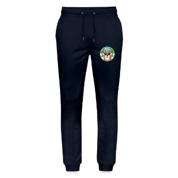 Corgi Hund Rasse Cartoon Sonnenbrille Strand - Stanley/Stella Unisex Bio Jogginghose Mover  - Navy - Vorne - Marisol (170cm) & Nik (191cm)