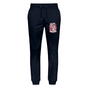 Tout ce dont vous avez besoin, c’est d’amour et de licornes - Pantalon de jogging bio MOVER Stanley/Stella unisexe - marine - Devant - Marisol (170cm) & Nik (191cm)