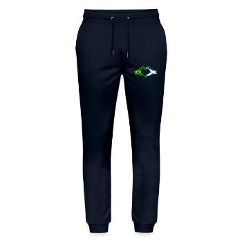 Brésil Ecosse drapeau mains forme de coeur utilisé - Pantalon de jogging bio MOVER Stanley/Stella unisexe - marine - Devant - Marisol (170cm) & Nik (191cm)