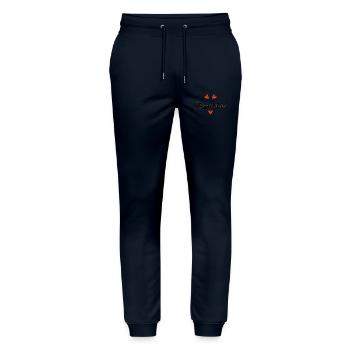 RETIREMENT. RETIREMENT. RETIRED. HAPPY RETIREMENT - Stanley/Stella Mover Unisex Organic Jogging Trousers - navy - Front - Marisol (170cm) & Nik (191cm)
