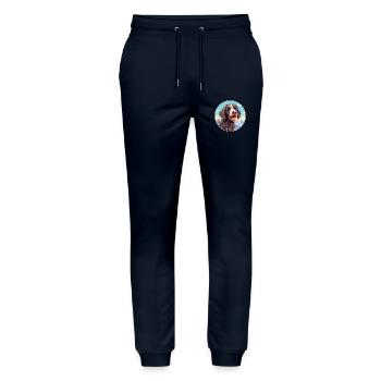Pudelpointer Hunderasse Cartoon Kawaii Aquarell - Stanley/Stella Unisex Bio Jogginghose Mover  - Navy - Vorne - Marisol (170cm) & Nik (191cm)