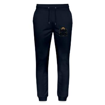 Ultreia und Suseia – Camino de Santiago - Stanley/Stella Unisex Bio Jogginghose Mover  - Navy - Vorne - Marisol (170cm) & Nik (191cm)