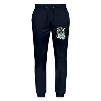 Bleib Neugierig: Psychedelische Berge - Stanley/Stella Unisex Bio Jogginghose Mover  - Navy - Vorne - Marisol (170cm) & Nik (191cm)