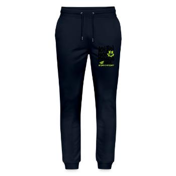 Ich bin nicht freiwillig hier – Lustiger Spruch - Stanley/Stella Unisex Bio Jogginghose Mover  - Navy - Vorne - Marisol (170cm) & Nik (191cm)
