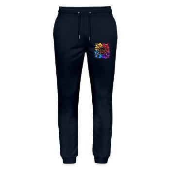 Neon Tarantel  Psychodelische Spinne im Farbklecks - Stanley/Stella Unisex Bio Jogginghose Mover  - Navy - Vorne - Marisol (170cm) & Nik (191cm)