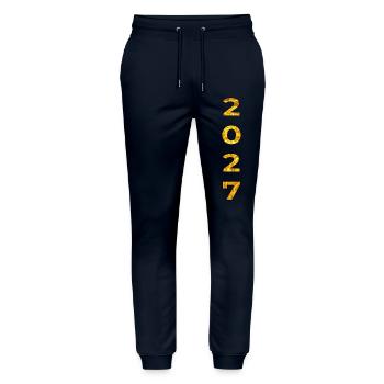 Jahrgang 2027 Jahreszahl - Stanley/Stella Unisex Bio Jogginghose Mover  - Navy - Vorne - Marisol (170cm) & Nik (191cm)