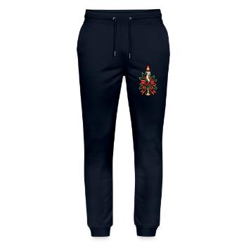 Kerzenbeleuchteter Stechpalmen-Weihnachtsbogen - Stanley/Stella Unisex Bio Jogginghose Mover  - Navy - Vorne - Marisol (170cm) & Nik (191cm)