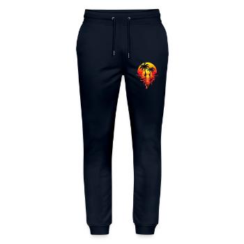Sunset Neon Palm Melt - Stanley/Stella Unisex Bio Jogginghose Mover  - Navy - Vorne - Marisol (170cm) & Nik (191cm)