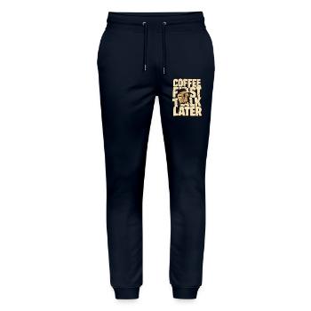 Kaffee mit Blitz – Coffee First Talk Later - Stanley/Stella Unisex Bio Jogginghose Mover  - Navy - Vorne - Marisol (170cm) & Nik (191cm)