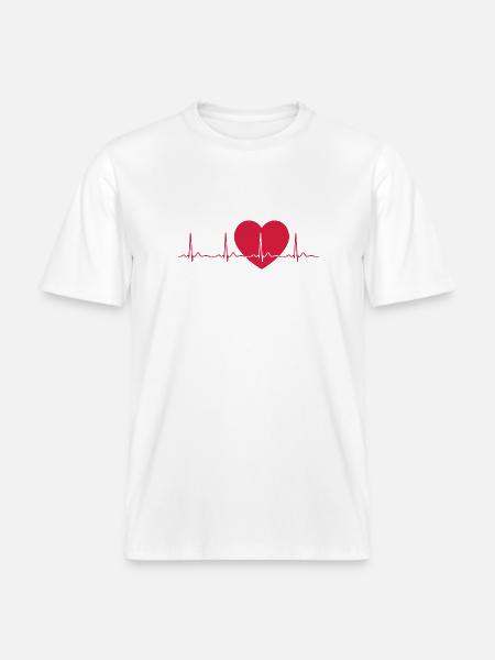 Heartbeat ECG Line Medical Pulse Wave Icon Vector -  RELAXED FIT Unisex Organic T-Shirt - white