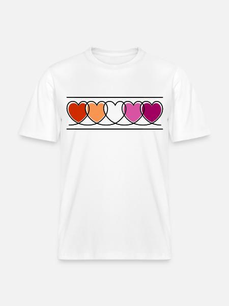 Lesbian Lesbian Hearts -  RELAXED FIT Unisex Organic T-Shirt - white