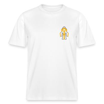 Münchner Kindl - Origami -  RELAXED FIT Unisex Organic T-Shirt - Weiß - Vorne - Alina (178cm) & Michal (187cm)