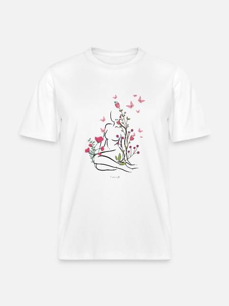 Skin-flowered -  RELAXED FIT Unisex Organic T-Shirt - white