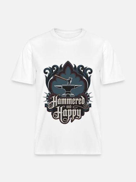 Martelé et heureux -  T-shirt unisexe RELAXED FIT en coton bio - blanc