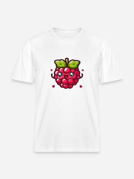 Framboise d'amour - T-shirt unisexe RELAXED FIT en coton bio - blanc