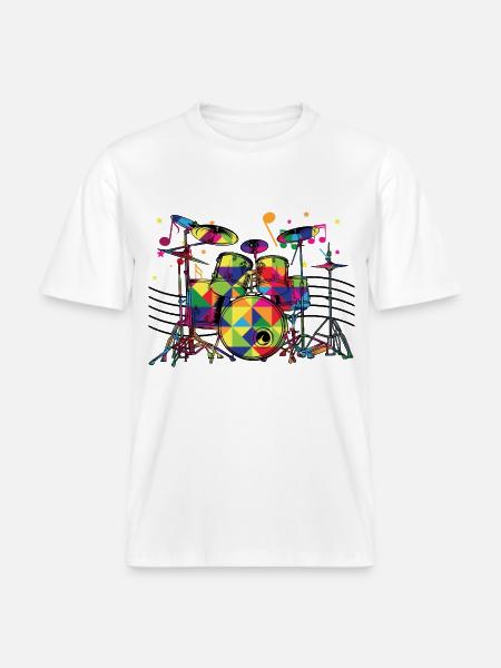 Geometrisch Neon-Drumset -  RELAXED FIT Unisex Organic T-Shirt - Weiß