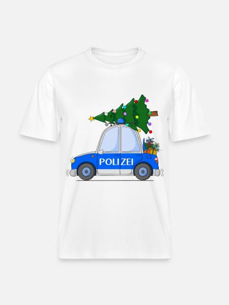 Police Car Christmas - RELAXED FIT Unisex Organic T-Shirt - white