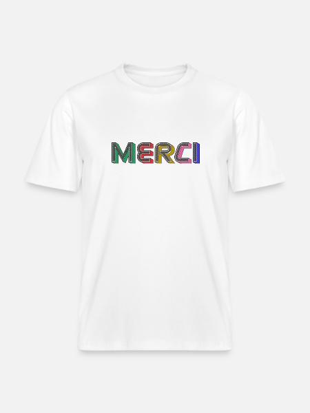 MERCI - T-shirt unisexe RELAXED FIT en coton bio - blanc