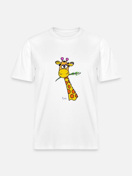 Cute Giraffe - RELAXED FIT Unisex Organic T-Shirt - white